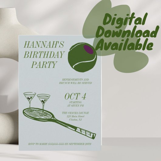 Invitation Soirée d'anniversaire de tennis