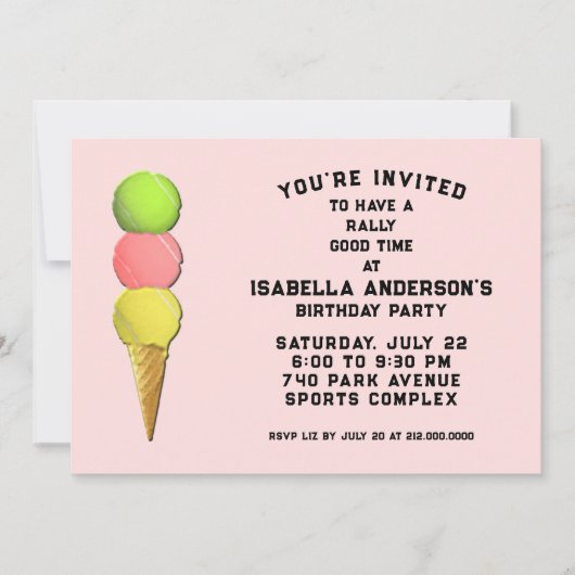 Invitation Soirée d'anniversaire de tennis créative (Devant)