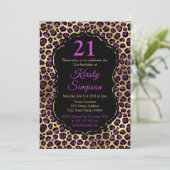 Invitation Soirée d'anniversaire d'Empreinte de léopard Gold (Debout devant)