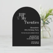 Invitation Soirée d'anniversaire des 30 ans RIP 20s Noir et B (Debout devant)