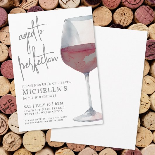 Invitation Soirée d'anniversaire des 60 ans Red Wine Sixty