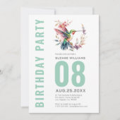 Invitation Soirée d'anniversaire des Hummingbirds Floral Wrea (Devant)