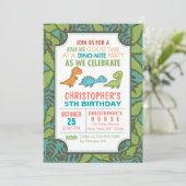 Invitation Soirée d'anniversaire des mignons dinosaures (Debout devant)