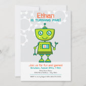 Invitation Soirée d'anniversaire des robots verts (Devant)