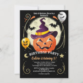 Invitation Soirée d'anniversaire d'Halloween citrouille orang (Devant)
