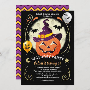Invitation Soirée d'anniversaire d'Halloween citrouille orang