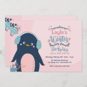 Invitation Soirée d'anniversaire d'hiver de Penguin (Devant / Derrière)