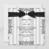 Invitation Soirée d'anniversaire Diamond Black Bow (Dos)