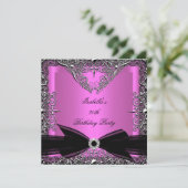 Invitation Soirée d'anniversaire Diamond Rose Black Bow (Debout devant)