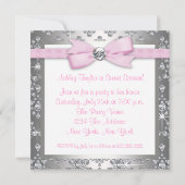 Invitation Soirée d'anniversaire Diamond Rose et Grey (Dos)