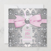 Invitation Soirée d'anniversaire Diamond Rose et Grey (Devant)