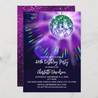 Invitation Soirée d'anniversaire disco 21 ans