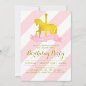 Invitation Soirée d'anniversaire du carrousel rose (Devant)