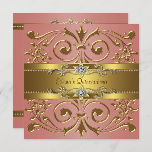 Invitation Soirée d'Anniversaire du Corail et de l'Or (Devant / Derrière)