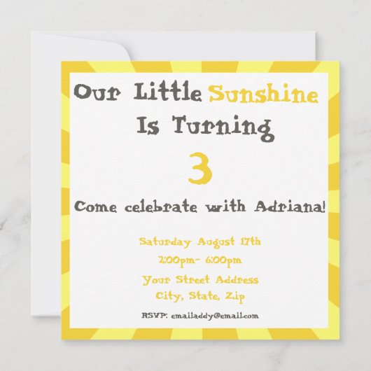 Invitation Soirée d'anniversaire du dimanche (Dos)