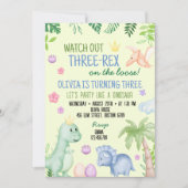 Invitation Soirée d'anniversaire du garçon Cute Dino (Devant)