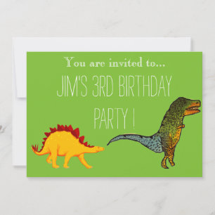Invitation Soirée d'anniversaire du jeune garçon T-Rex dinosa