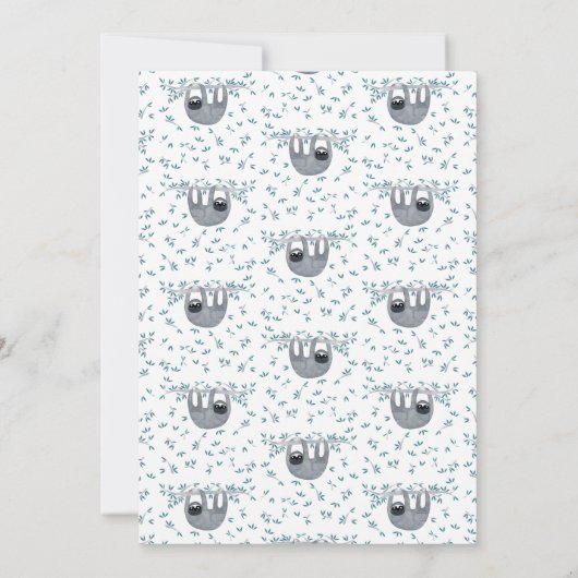 Invitation Soirée d'anniversaire du mignon Sloth Kid (Dos)