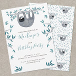 Invitation Soirée d'anniversaire du mignon Sloth Kid<br><div class="desc">Aquarelle mignonne et capricieuse paresse sexe neutre invitation pour la fête d'anniversaire enfant. Le dos est doté d'un motif paresseux correspondant pour une aide supplémentaire de la gentillesse. Customisez le texte pour convenir à votre célébration. Art original de Nic Squirrell</div>