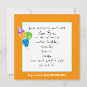 Invitation Soirée d'anniversaire du poisson rouge (Dos)