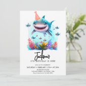 Invitation Soirée d'anniversaire du requin mou (Debout devant)