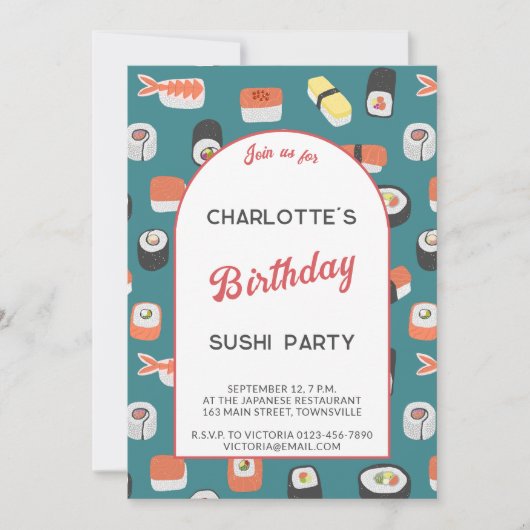 Invitation Soirée d'anniversaire du Sushi (Devant)