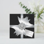 Invitation Soirée d'anniversaire Elegant Black Surprise (Debout devant)