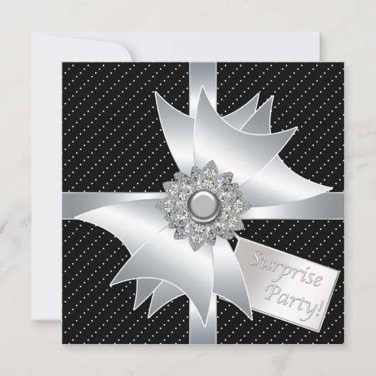 Invitation Soirée d'anniversaire Elegant Black Surprise (Devant)