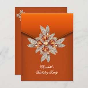Invitation Soirée d'anniversaire Elegant Burnt Orange Amber
