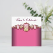 Invitation Soirée d'Anniversaire Elegant Hot Rose et Or (Debout devant)