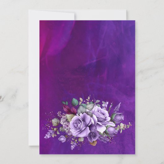 Invitation Soirée d'anniversaire élégante aux roses violets (Dos)