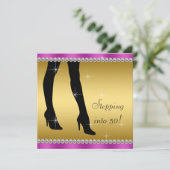 Invitation Soirée d'anniversaire élégante Magenta et Gold (Debout devant)