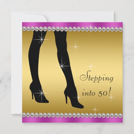 Invitation Soirée d'anniversaire élégante Magenta et Gold (Devant)