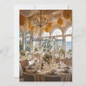 Invitation Soirée d'anniversaire élégante Or Blanc Repas (Devant)