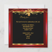 Invitation Soirée d'anniversaire Elégante Red Black Gold (Dos)