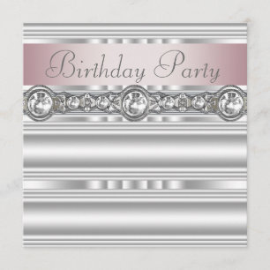 Invitation Soirée d'anniversaire élégante rose et gris