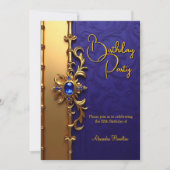 Invitation Soirée d'anniversaire élégante Royal Blue Gold (Devant)