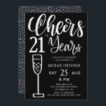 Invitation Soirée d'anniversaire en noir et blanc de 21 ans<br><div class="desc">Moderne design noir et blanc tendance brossé typographie manuscrite à la mode encourage à 21 ans script jalone / n'importe quel âge hommes invitation de fête d'anniversaire.              Facile à personnaliser avec l'âge et les détails de votre fête !</div>