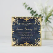 Invitation Soirée d'anniversaire en noir et or chic (Debout devant)