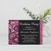 Invitation Soirée d'anniversaire féminine rose (Debout devant)