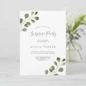 Invitation Soirée d'anniversaire feuille d'eucalyptus simple  (Debout devant)