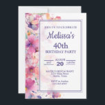 Invitation Soirée d'anniversaire florale<br><div class="desc">Joli pastel floral n'importe quel âge invitation anniversaire,  changer le texte vous-même lorsque vous commandez</div>