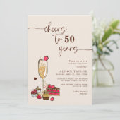 Invitation Soirée d'anniversaire Gold Champagne Glass (Debout devant)