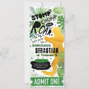 Invitation Soirée d'anniversaire Gold Dinosaur