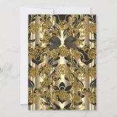 Invitation Soirée d'Anniversaire Gold Sepia Black Damask (Dos)