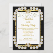 Invitation Soirée d'Anniversaire Gold White Black Diamond (Devant)