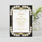 Invitation Soirée d'Anniversaire Gold White Black Diamond (Debout devant)
