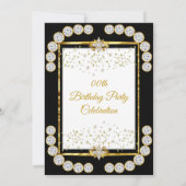Invitation Soirée d'Anniversaire Gold White Black Diamond (Dos)