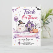 Invitation Soirée d'anniversaire Halloween Trick or Three (Debout devant)