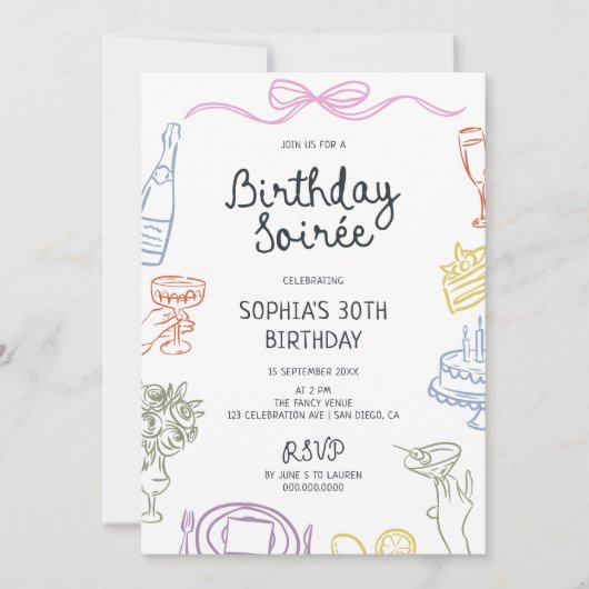 Invitation Soirée d'anniversaire italienne (Devant)